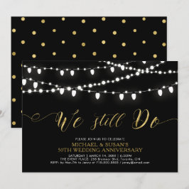 Invitación Oro y negro | Moderno 50 aniversario de bodas