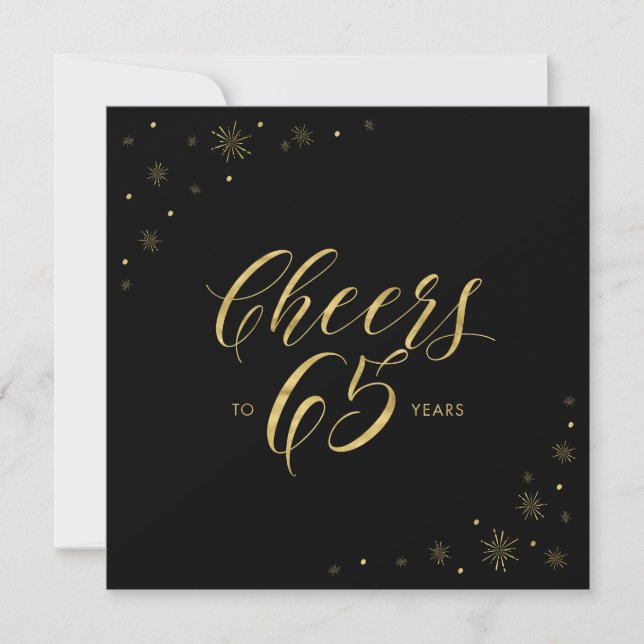 Invitación Oro y negro | Saludos Plaza de la Fiesta de Cumple (Anverso)