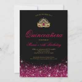 Invitación Oro y Purpurina, Glam Quinceañera