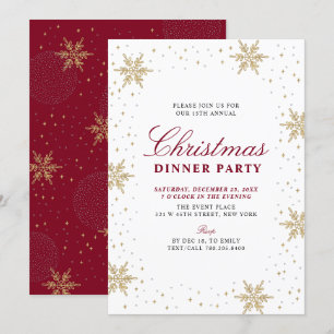 Invitación Oro y Rojo   Cena de Navidad Moderna y Chic