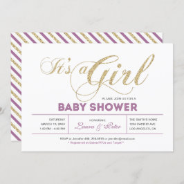Invitación Oro y rosa | Chica, Moda Typography Baby Shower