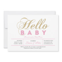 Oro y Rosa | Niña, Tipografía Moderna Baby Shower