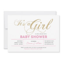 Oro y Rosa | Niña, Tipografía Moderna Baby Shower