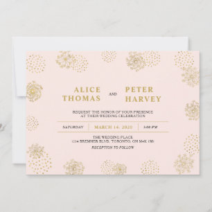 Invitación Oro y Rosa Rubor   Ceremonia de Boda Chic Moderna