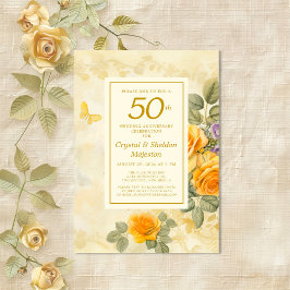 Invitación Oro y Rosas 50° aniversario Boda