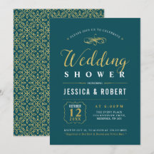 Oro y Verde azulado | Ducha nupcial elegante