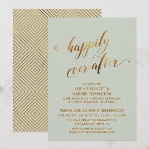Invitación Oro y Verde Salvia Felices para Siempre Después de