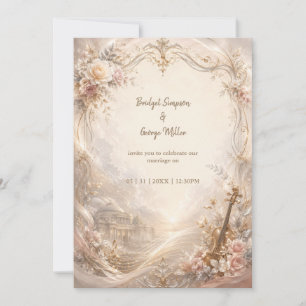 Invitación Orquesta de boda de lujo rosa rubor cinematográfic