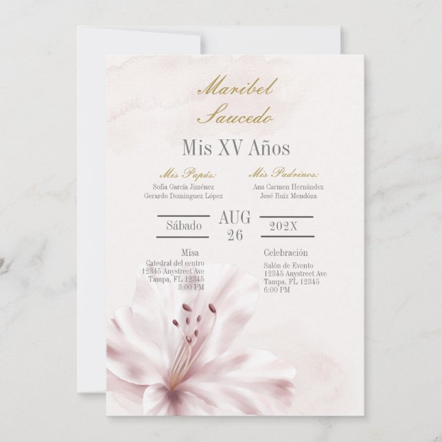 Invitación Orquid quinceañera (Anverso)
