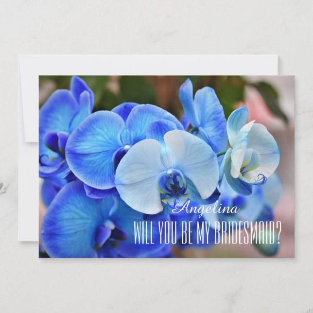 Invitación Orquídea Azul ¿Quieres ser mi dama de honor? (Anverso)
