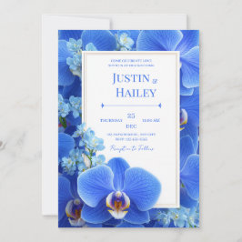 Invitación Orquídea Azul Real Boda Tropical Moderna