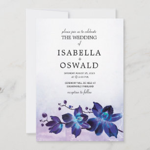 Invitación Orquídea Azul y Boda Morada
