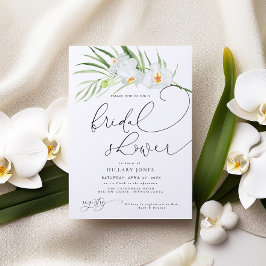 Invitación Orquídea Blanca | Elegante ducha tropical de novia