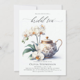 Invitación Orquídea Blanca Elegante Script Set Bridal Tea Sho