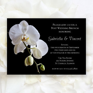 Invitación Orquídea blanca en Black Post Boda Brunch