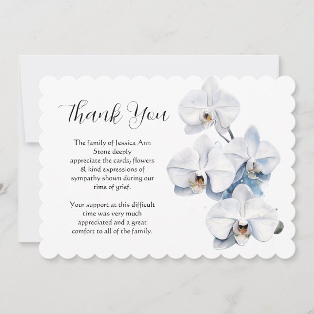 Invitación Orquídea Blanca Funeral Fúnebre Gracias (Anverso)
