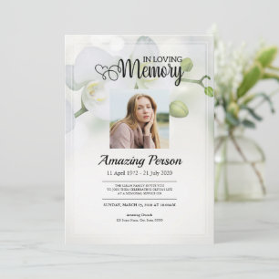 Invitación Orquídea blanca Funeral orden de servicio Invitaci
