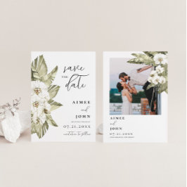 Invitación Orquídea Blanca Guardar la fecha