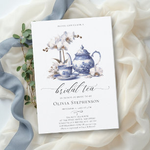 Invitación Orquídea Blanca Hampton Toile Chic Té de Despedida