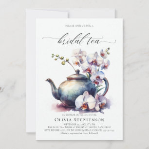 Invitación Orquídea Blanca Moderna Clásica Bridal Tea Shower