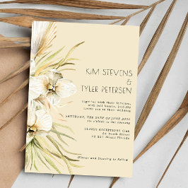 Invitación Orquídea blanca pampas pasto moderno boda boho