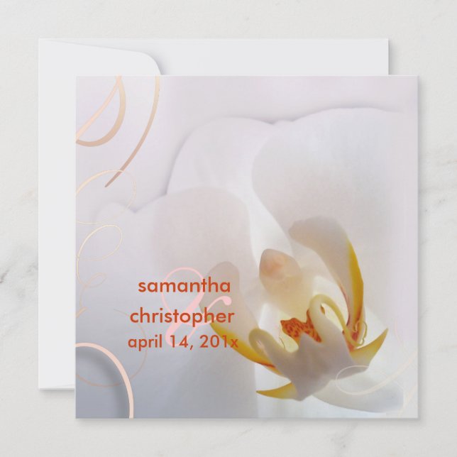 Invitación Orquídea blanca PixDezines| Rosa pálido + Blanco (Anverso)