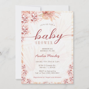 Invitación Orquídea Boho Florals Neutral Baby Shower Bohemian