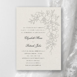 Invitación Orquídea Brillo Formal Tradicional Ecru Boda