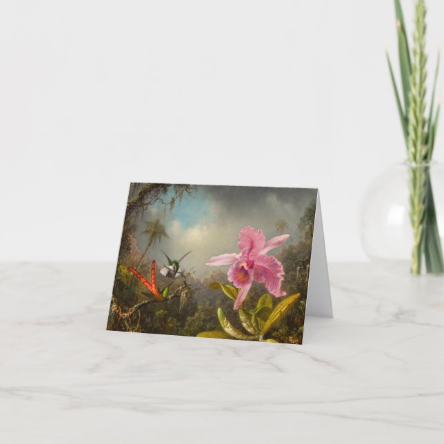 Invitación Orquídea con dos Hummingbirds Heade (Anverso)