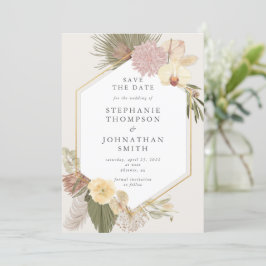 Invitación Orquídea de hierba Boho Boda Pampas salva la fecha