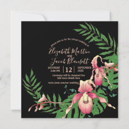 Invitación Orquídea de la dama rosa sobre el Boda virtual neg