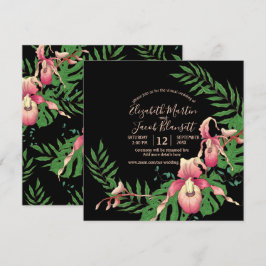 Invitación Orquídea de la dama rosa sobre el Boda virtual neg