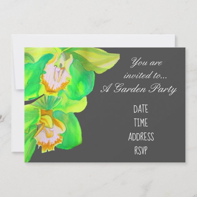 Invitación Orquídea diseño moderno fiesta de jardín (Anverso)