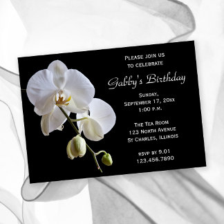 Invitación Orquídea en la fiesta de cumpleaños negra