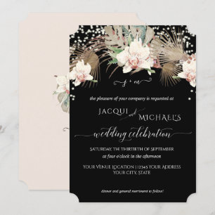 Invitación Orquídea Floral Blanca Twinkle Moderna Tropical BO