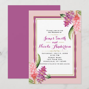 Invitación Orquídea Floral Tropical Púrpura y Rosa Chic Boda