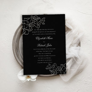 Invitación Orquídea Heirloom Boda clásico formal blanco negro