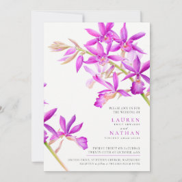 Invitación Orquídea morada acuarela boda botánico moderno