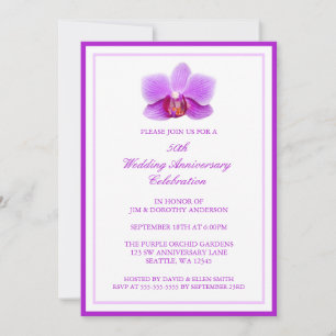 Invitación Orquídea Púrpura Elegante 50º Aniversario de Boda