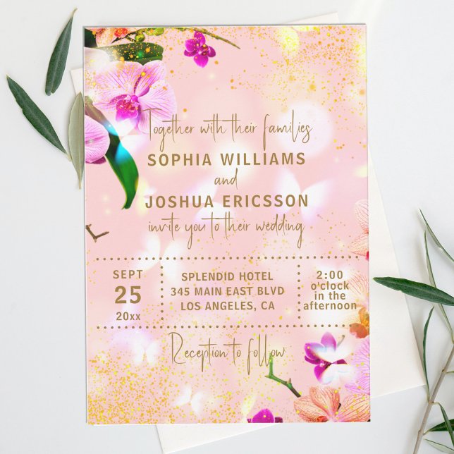 Invitación Orquídea Romántica Bouquet Boda elegante (Subido por el creador)