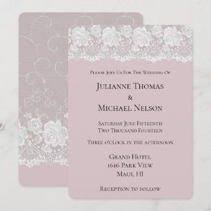 Invitación Orquídea Romántica Rosa Blanco Encaje Floral Boda 