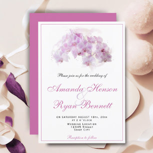 Invitación Orquídea Rosa Acuarela Flor Floral Boda