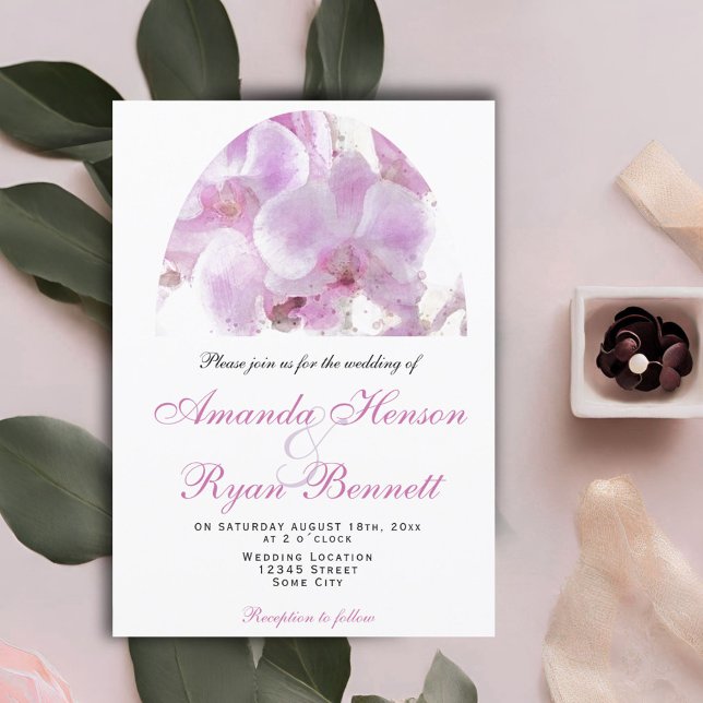 Invitación Orquídea Rosa Acuarela Floral Boda (Subido por el creador)
