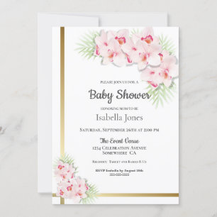 Invitación Orquídea Rosa Baby Shower