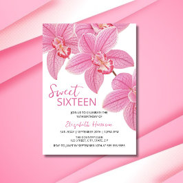 Invitación Orquídea Rosa Dulce Floral 16º cumpleaños