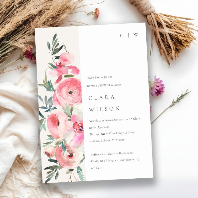 Invitación Orquídea Rosa Rosa Orquídea Acuarela Floral Ducha  (Subido por el creador)