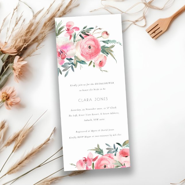 Invitación Orquídea Rosa Rosa Orquídea Acuarela Floral Ducha  (Subido por el creador)