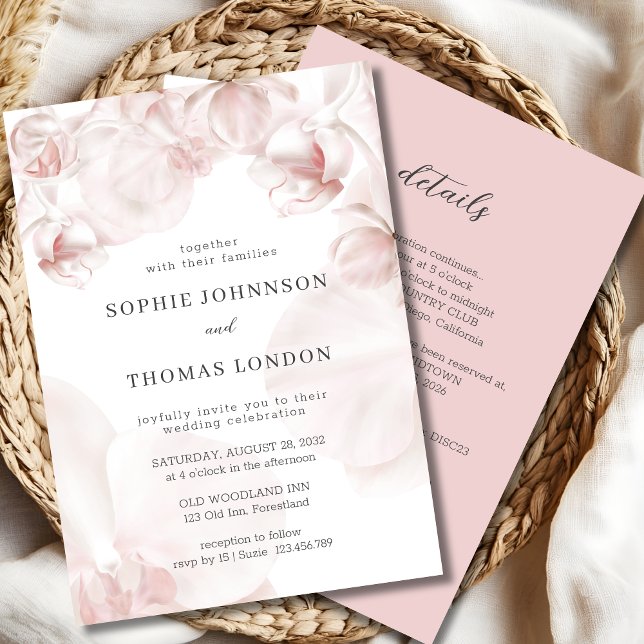 Invitación Orquídea rosa turbia, todo en un boda acuático (Subido por el creador)