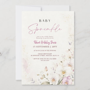 Invitación Orquídea Silvestre Blanca Elegante Shower de Bebé