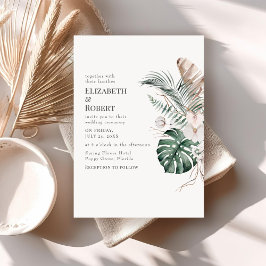 Invitación Orquídea tropical Boho y Boda de Monstera